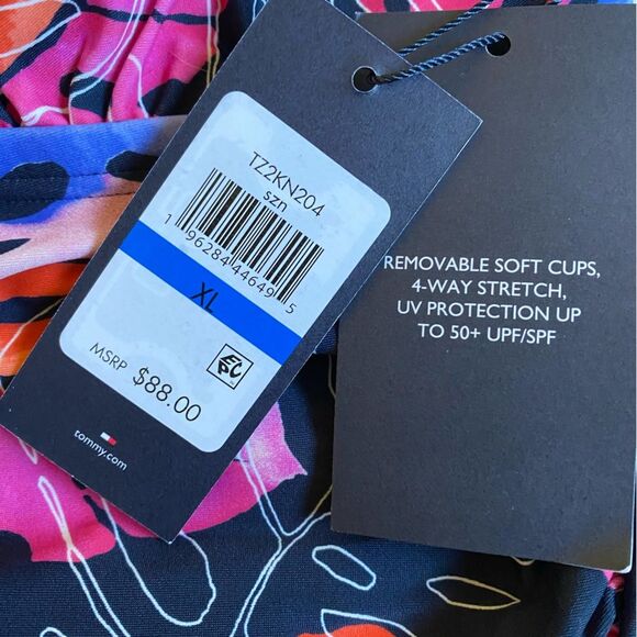 NWT Tommy Hilfiger Monstera Leaf Halter Tankini Top Size XL Multicolor Swim Top - Picture 11 of 12